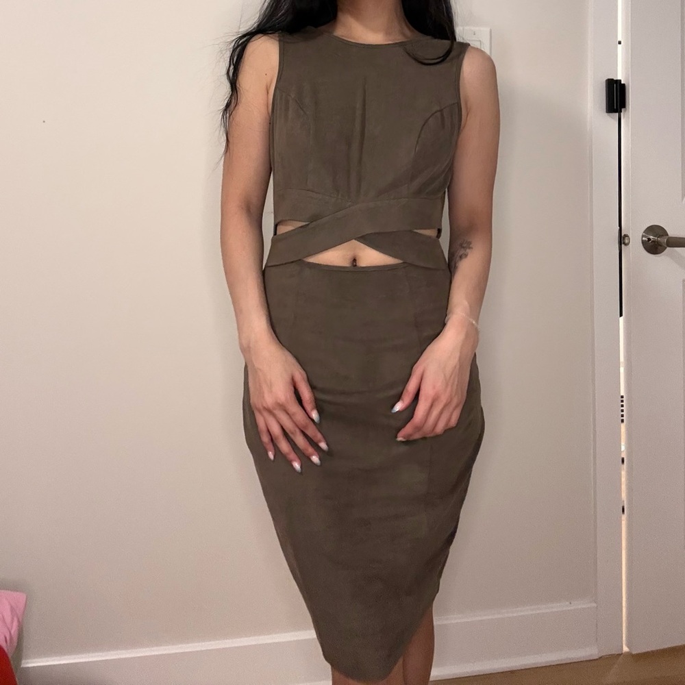 Guess Elegant Olive Green Dress